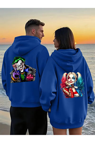 Zonsra Unisex Dear Couple Combination Jokerandharley Printed Hooded Sweatshirt