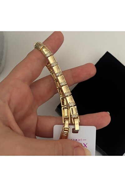 XUPING JEWELRY Xuping 14K Renginde Ara Taşlı Plaka Model Trend Bileklik