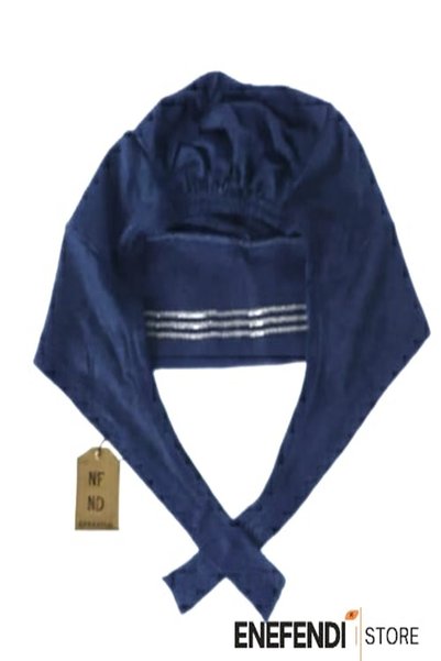NF ND ENEFENDİ Silicone Flat Bonnet |   Non-Slip Hijab Inner Bonnet — D Stitch-Free Navy Blue Comfortable and Stylish Use