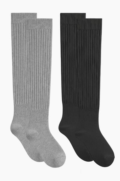 COTENCONCEPT 2 Pairs of Basic Elastic Thick Cotton Blend Over-The-Knee Socks