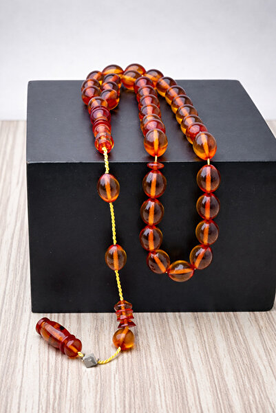 tesbihciadam سبحة كلاسيكية مصنوعة يدويًا من العنبر الناري |   منظم ومتوازن