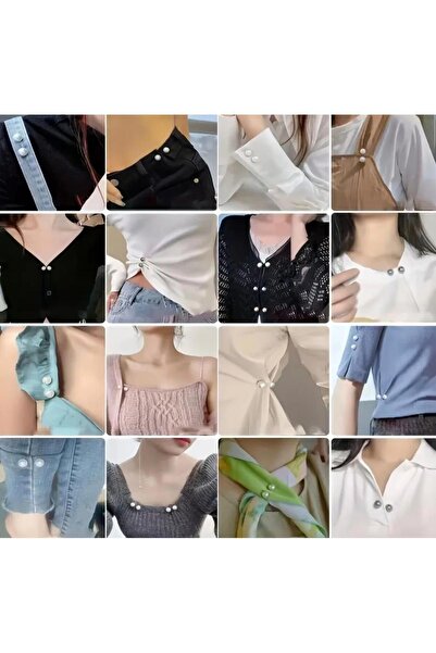 Bacoss Multi-Purpose Pearl-Embellished 2-Piece Reduction-Scarf-Belt-Shawl Needle-Attached Clothing Clasp (Bc-1265)