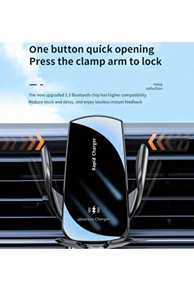 OEM Car Holder with Wireless Charging, 15W, Fast Charging, Black/Silver