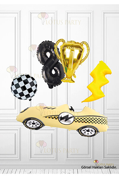 LOTUS PARTY Žuti retro balon u obliku trkačkog automobila - balon u obliku tr...