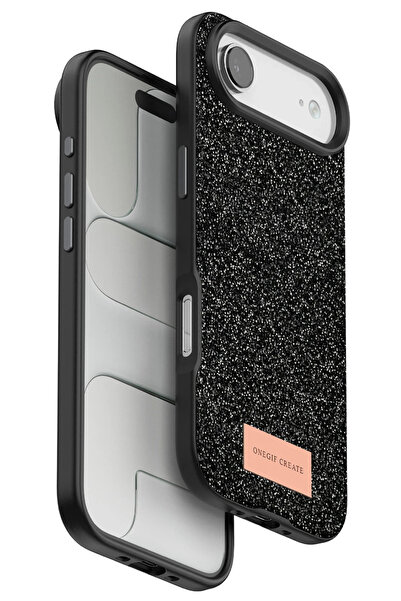 ONEGIF غطاء سيلفي لامع لهاتف آيفون 17 من إس بي تي آر إن إس (211638) - أسود