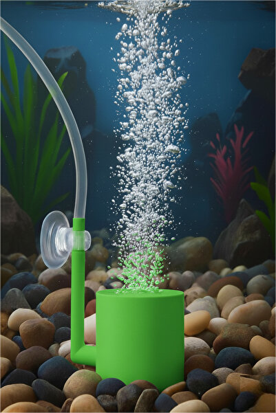 Y×UURA Hava Taşı ✱ Yeşil ✱ Silindirik Akvaryum Hava Taşı ✱ Lüks Tasarım