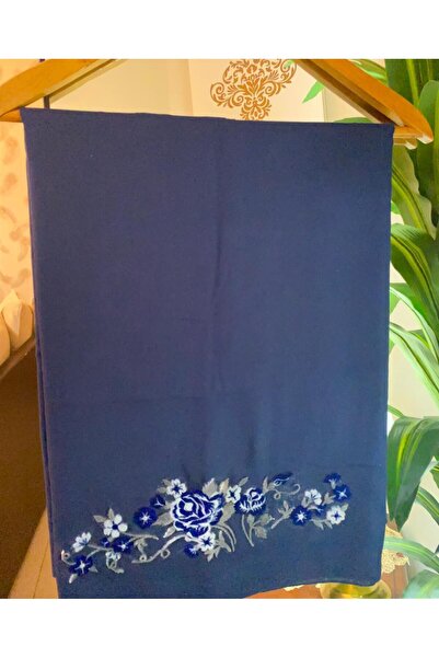 Veil Designer طرحة بوال بقماش ياباني تطريز تركيا بارز يدوي أحمر بارز لونكحلي المقاس : 60 * 190