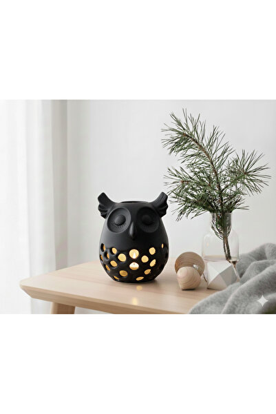Butik Baykuş Tasarımlı Dekoratif Mum İle Pil Dahil - Hediyelik Gece Lambası G...