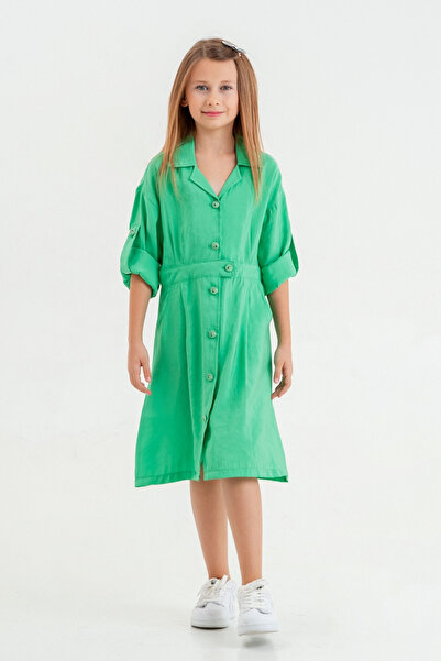 GİYİCEM TEKSTİL فستان بناتي أساسي بأزرار أمامية 2966