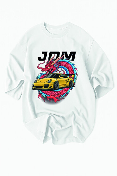 JDM Τροποποιημένο μπλουζάκι Japanese Dragon με τύπωμα – Σχέδιο ιαπωνικού δράκου Streetwear Racing