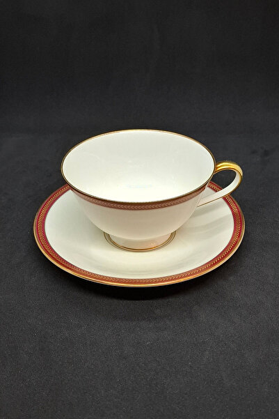 Bavaria Tirschenreuth Burgundy Antique Porcelain Footed Tea/Coffee Cup 2 Pieces 150 ml