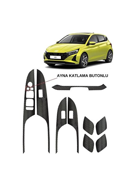 Carmind Hyundai İ20 İç Trim Karbon Folyo Kaplama Set (Ayna Katlama Butonlu)
