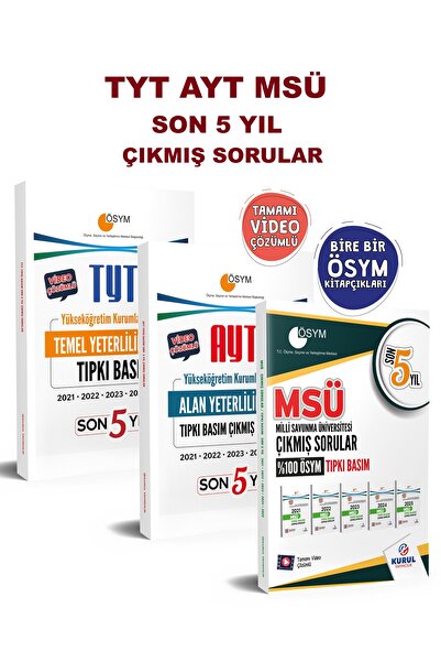 Kurul Yayıncılık 2026 TYT AYT MSÜ Çıkmış Sorular Seti Son 5 Yıl Tıpkı Basım F...