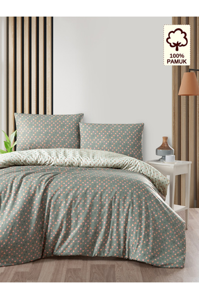 CAQQA %100 Pamuk Eldon Green Çift Kişilik Nevresim Takımı