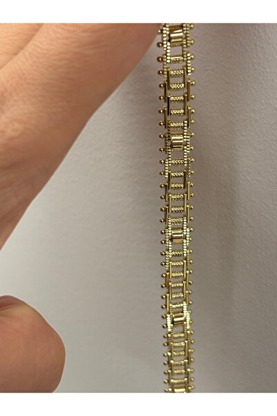 Butik XUping 14K Desenli hasır Silindir Çelik Kadın Bileklik 0.8 mm