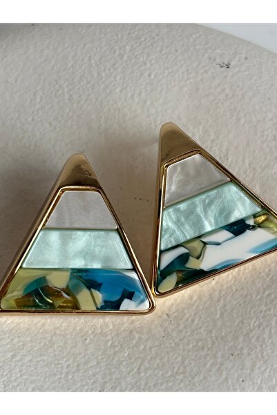 BHR AKSESUAR أقراط مثلثة خضراء (2.6 سم)