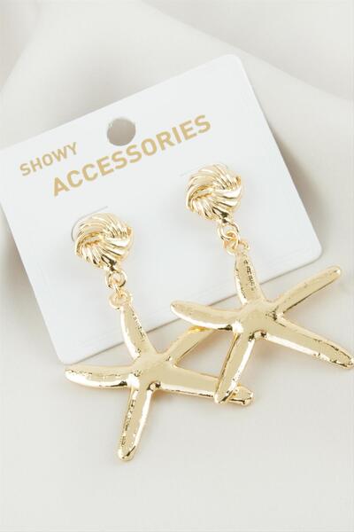 ZERO LAND OZLSTOR نجم البحر (223654) أقراط معدنية - أصفر