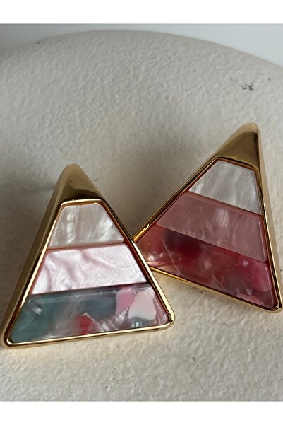 BHR AKSESUAR أقراط مثلثة وردية (2.6 سم)