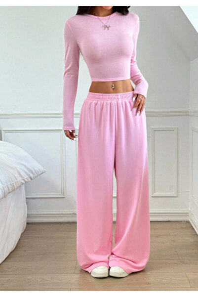 Arz giyim Pantaloni de trening roz de bază pentru femei, cu design confortabi...