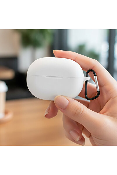 CaseOnn Huawei FreeBuds Pro 3 - Pro 4 Kılıf Askı Aparatlı Mat Silikon Beyaz