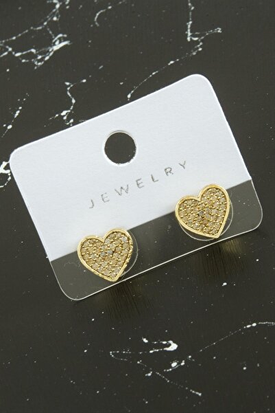 ZERO LAND أوزلستور أقراط على شكل قلب مرصعة بالزركون (214920) - أصفر