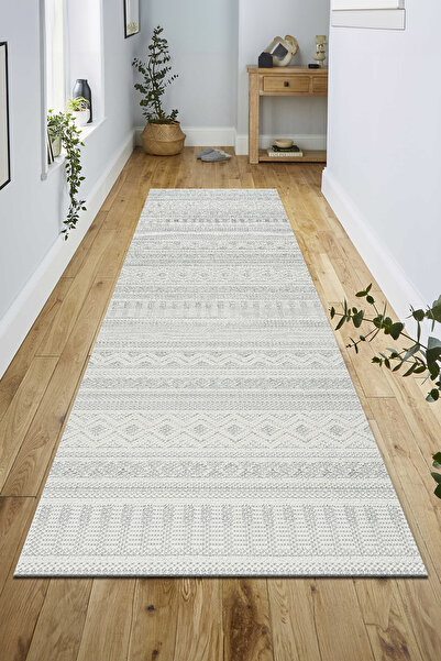 ANUTYA HOME Krem Gri Bohem İskandinav Bukle Loop Sisal Kesme Koridor Mutfak S...