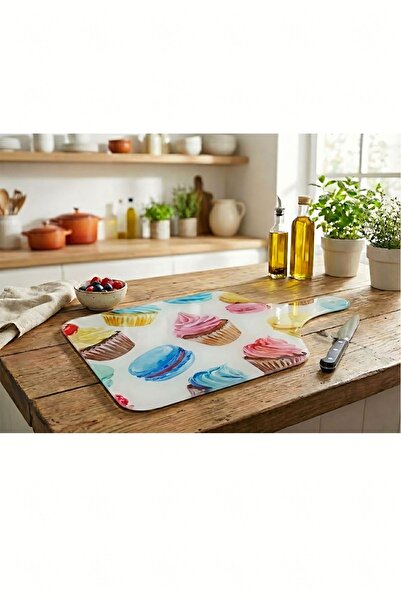 Borambalaj Glass Cutting Board Cupcake Patterned