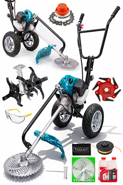 PROXTECH Profesyonel Tekerlekli Benzinli Tırpan ve Çapa Makinesi 2.5 HP- 5 Başlıklı Full Set
