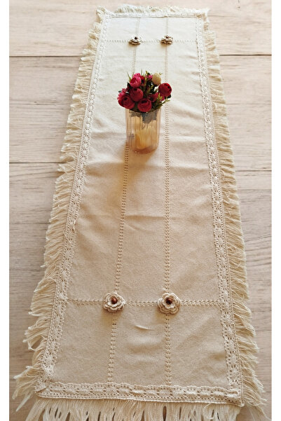 denizli hatırası سجادة طاولة طعام عتيقة مصنوعة يدويًا من الكتان الطبيعي الأصي...