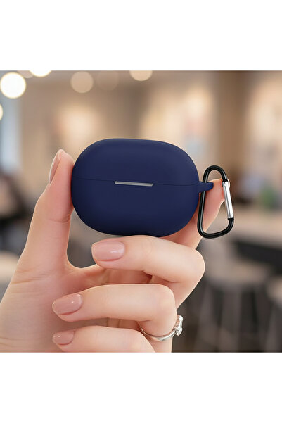CaseOnn Huawei FreeBuds Pro 3 - Pro 4 Kılıf Askı Aparatlı Mat Silikon Lacivert