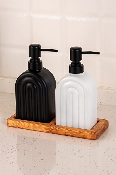 Decoplay Sıvı Sabunluk Seti İkili Tepsili Deterjanlık Banyo Mutfak Dispenser