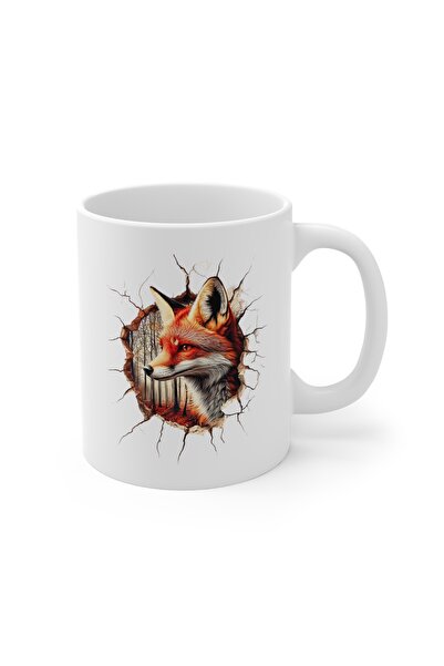 MRN Tasarım 3D Mug Cup Fox Themed Special Design Porcelain Mug Cup - Gift Mug Cup