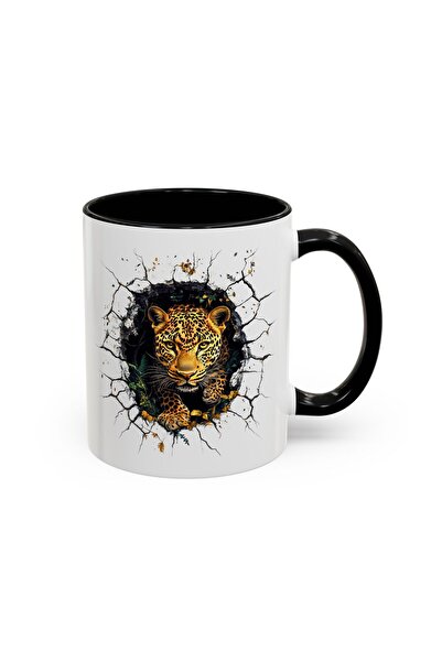 MRN Tasarım 3D Mug Cup Leopard Themed Special Design Porcelain Mug Cup - Gift Mug Cup