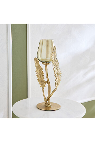 Home Box حامل شموع من الألومنيوم بتصميم زهرة السرخس من إتيرنيتي بلوم - 18×15×...