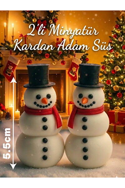 tekmation 2'li Minyatür Kardan Adam Biblo Seti, Yılbaşı Kardan Adam Süsü, Yıl...