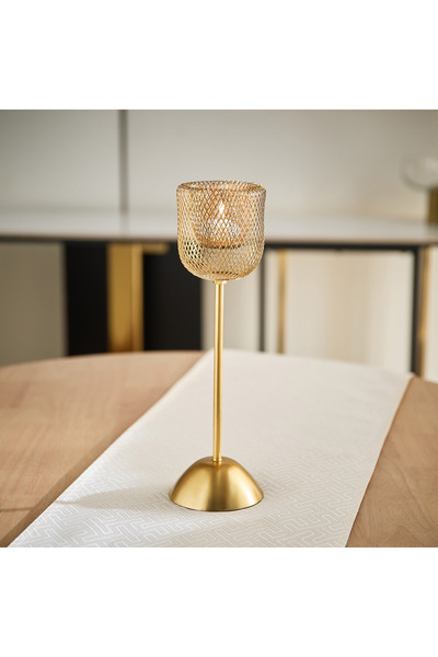 Home Box حامل شموع عمودي شبكي مزخرف من كومود أورورا - 9.5 × 9.5 × 36 سم