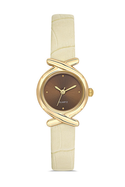 Ticarto Women's Brown Dial and Cream Leather Minimalist Wristwatch Tctsn000103S0366