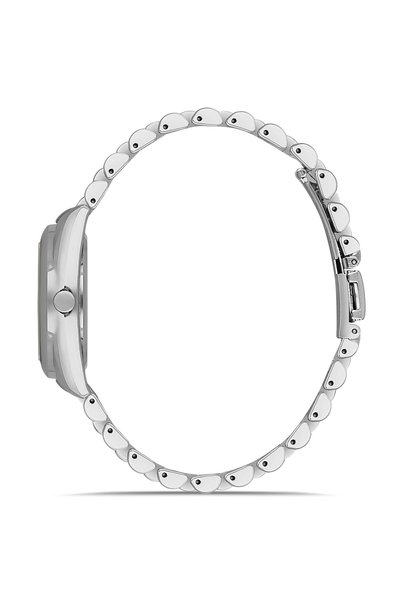 Ticarto Women's Patterned Pink Dial Silver Color Cord Bracelet Watch Tctsn000604S0383