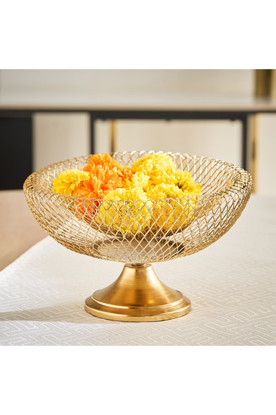 Home Box وعاء كومود أورورا المزخرف ذو القاعدة الشبكية - 21×21×33 سم