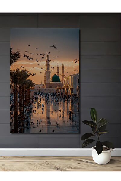 Teona Ahşap Medine Yeşil Kubbe Yağlı Boya Görünümlü Ahşap Dekoratif Ev,Antre,...