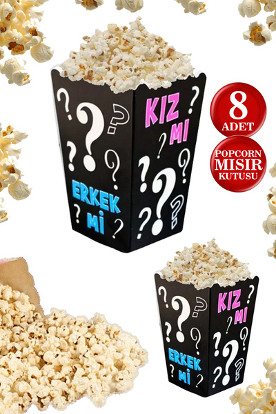 karanca parti süs Girl or Boy? Gender Reveal Party Egyptian Popcorn Box 8 Pieces
