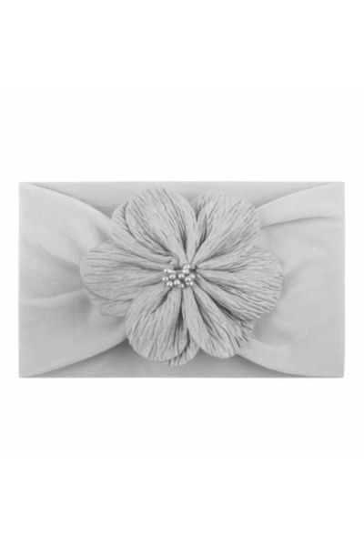 Superbaby Bentita lata gri pentru bebeluse cu floare aplicata