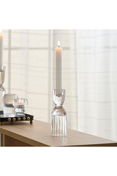 Home Box Tamara Heavy Glass Crystalline Clear Candleholder - 5x14.5 cm