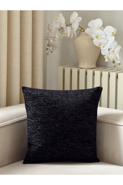 AYSA HOME DECOR غطاء وسادة فردي أسود سادة