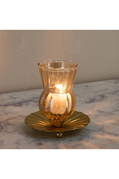 Home Box فانوس كومود زين مزخرف بقاعدة - 10×10×13 سم