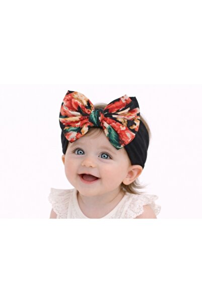 Superbaby Bentita neagra lata cu fundita inflorata