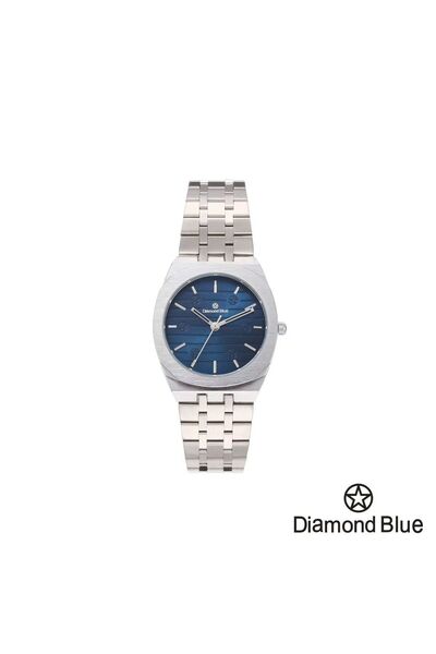 Diamond Blue ساعة رجالية، سور فضي، وصحن كحلي مميز.