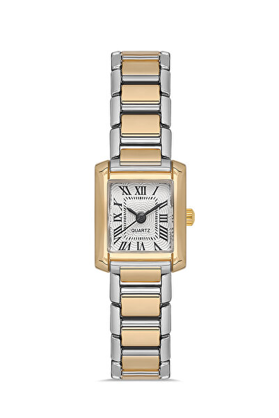 Ticarto ساعة يد نسائية مربعة صغيرة من الفولاذ باللون الذهبي TCTSN000201S0369