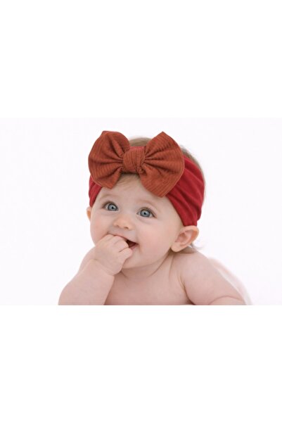 Superbaby Wide burgundy headband with applied striped bow