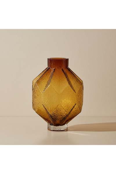 Generic مزهرية زجاجية ثقيلة مزخرفة من بيدرو - 20 × 27.5 سم